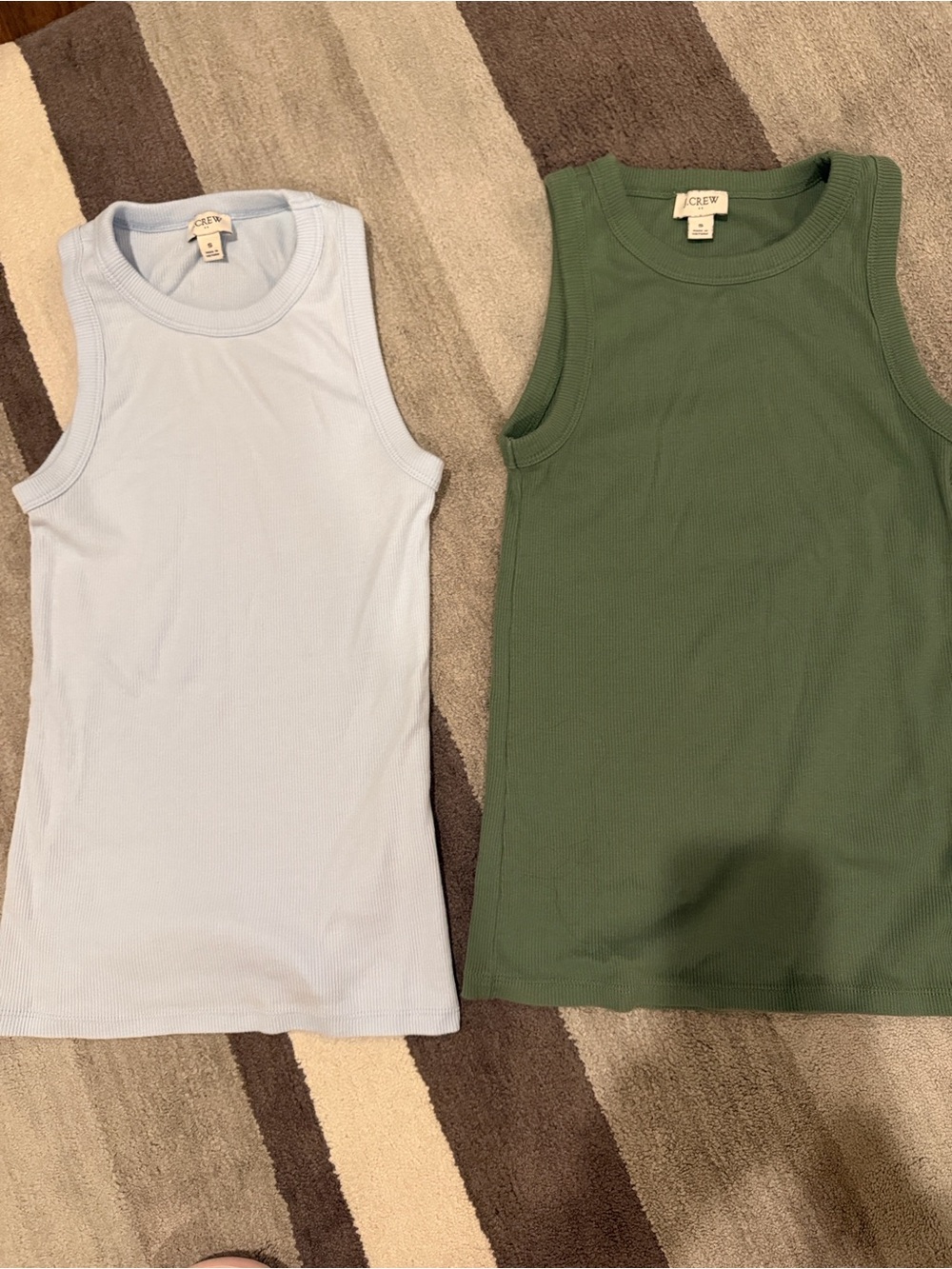 J. Crew Ribbed Tank Tops in Light Blue & Olive Green     2 for $15